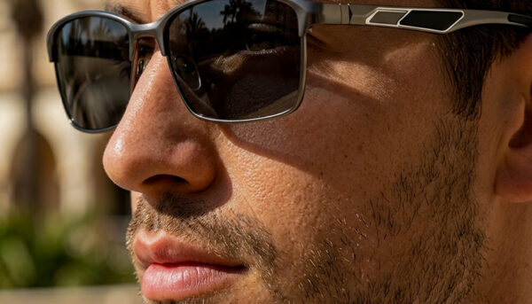 Rectangular metal sunglasses