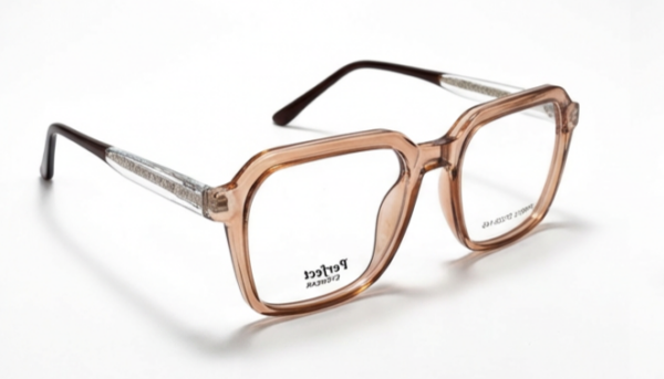 Transparent Peach Square Eyeglass Frame